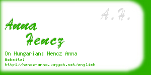 anna hencz business card